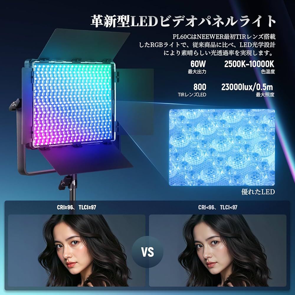 NEEWER LEDライト スタンドセット　動作確認済み 動画の明るさ調整はこれで解決！Neewer 2パック 調光可能な二色